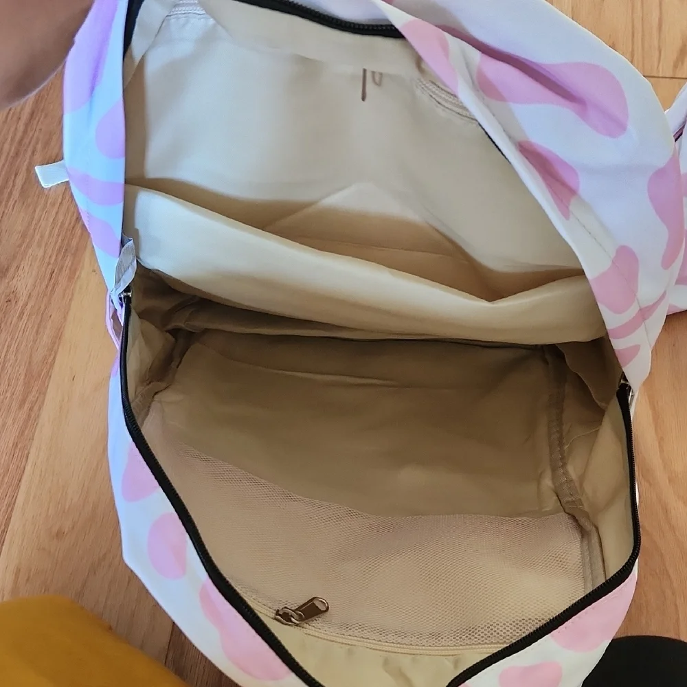 NWOT Chic Pink and White Kids Backpack Set With Insulated Lunch Bag, Pencil Case